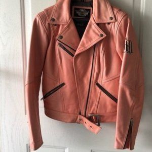 Pink Harley Davidson Asymmetrical Zip Leather XL